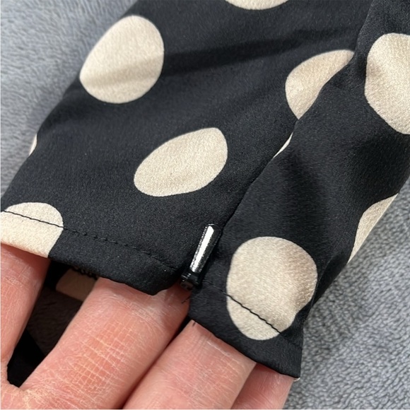 Mac Duggal 26572 Polka Dot Maxi Dress Size 6 Puff Sleeve Slit Gown Black - Picture 10 of 10